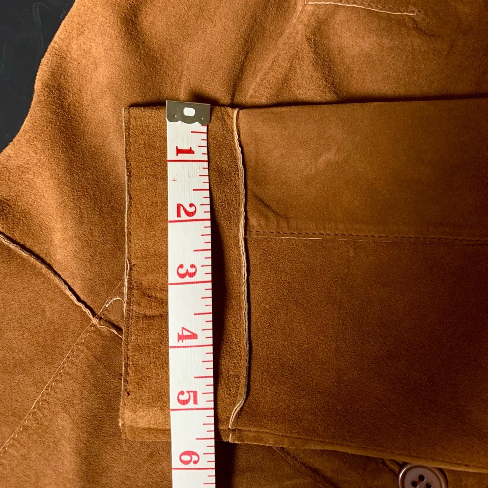 Brandon Thomas Brown Suede Leather Jacket Womens Large Button Up Collared Y2K - Picture 6 of 11